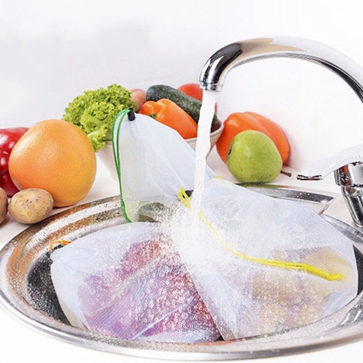 10 PCS Double-Stitched Strength Reusable Fruit Sandwich Pouch Mesh Storage Bags, Size: 30cm x 35cm, Random Color Delivery