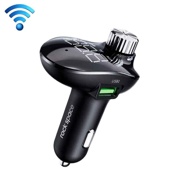 ROCK SPACE B302 18W QC3.0 Dual USB Digital Display Bluetooth Car Charger, Support 64GB U Disk & TF Card / FM / AUX / Hands-free Call, B302