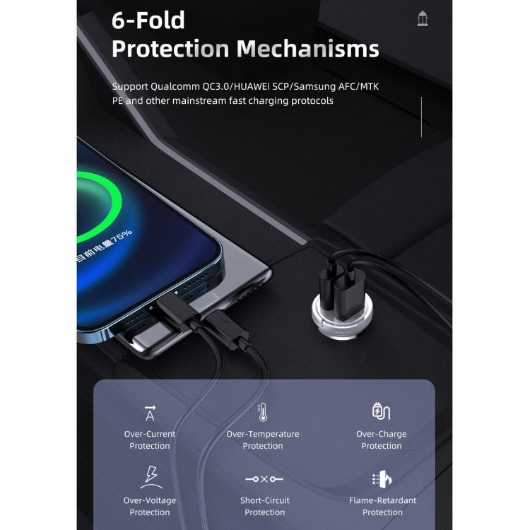 awei C-708 PD 45W USB + Type-C / USB-C Mini Car Charger, C-708