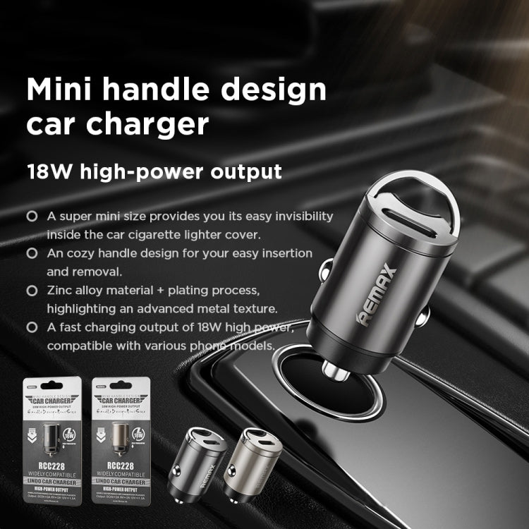 REMAX RCC228 Lindo Series PD 18W Single USB-C / Type-C Interface Fast Charge Car Charger, PD 18W Silver, PD 18W Tarnish