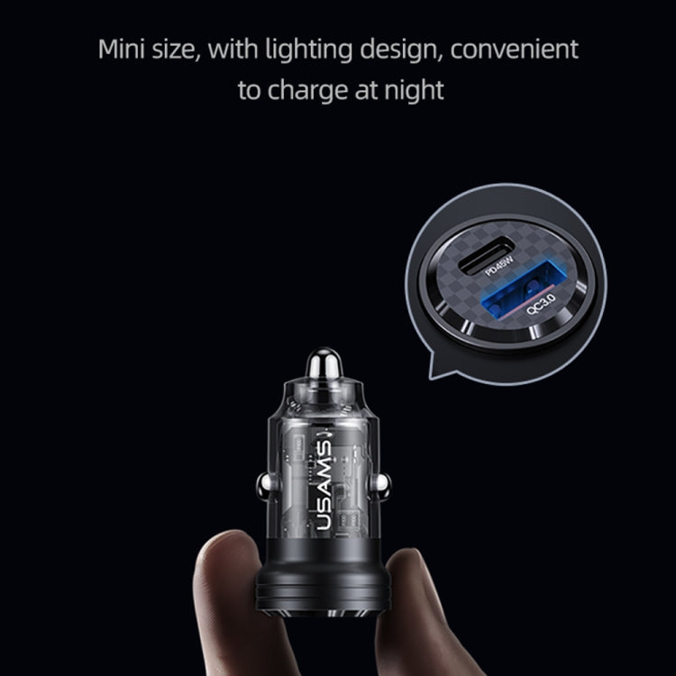 USAMS US-CC175 C35 45W Aluminum Alloy Transparent Dual USB Port Mini Car Charger
