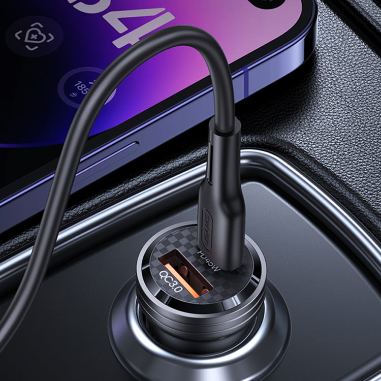USAMS US-CC175 C35 45W Aluminum Alloy Transparent Dual USB Port Mini Car Charger