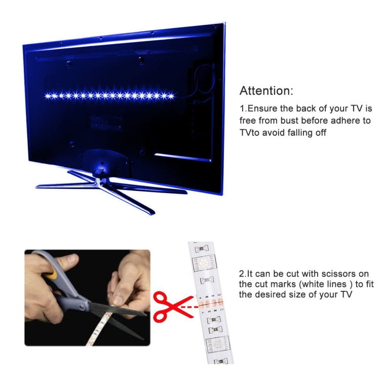 60 LEDs SMD 5050 with 50cm USB Interface Cable & 17 Keys Remote Control, DC 5V