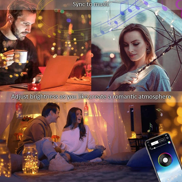 Christmas Decoration RGB Copper Wire String Light Bluetooth Mobile APP Control, Length: 20m 200 LEDs