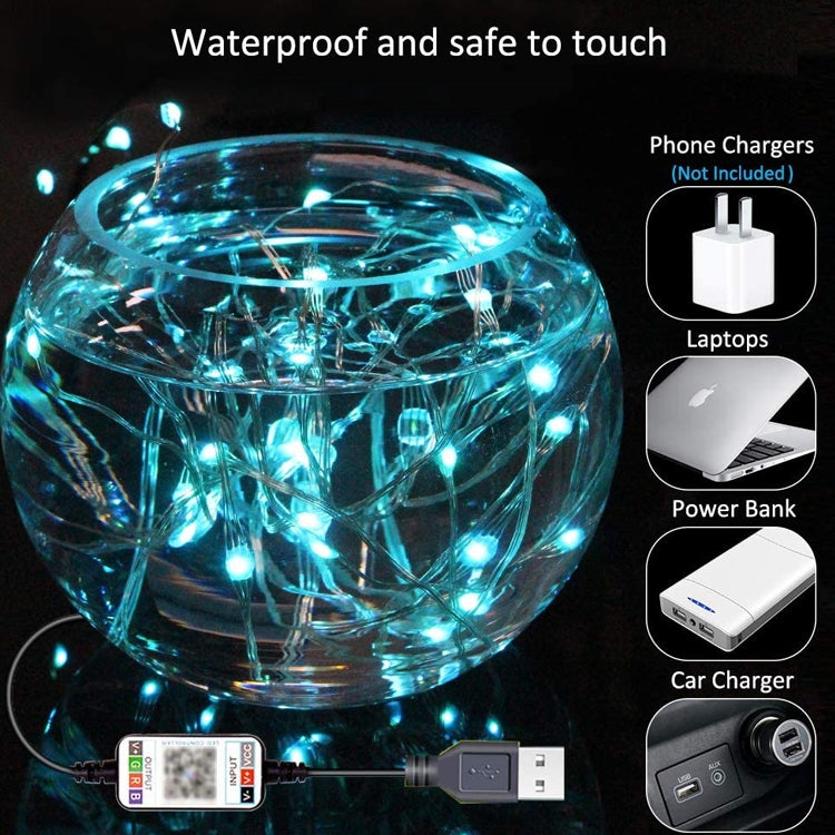 Christmas Decoration RGB Copper Wire String Light Bluetooth Mobile APP Control, Length: 20m 200 LEDs