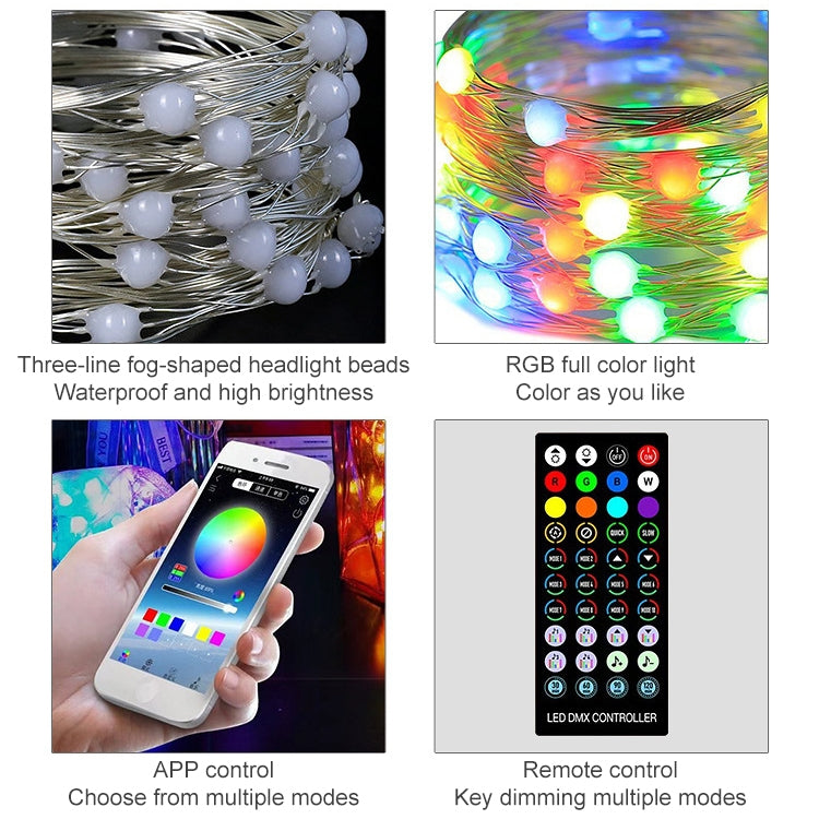 Christmas Decoration USB Copper Wire String Light Remote Controller & Bluetooth Mobile APP Control, Length: 10m 100 LEDs