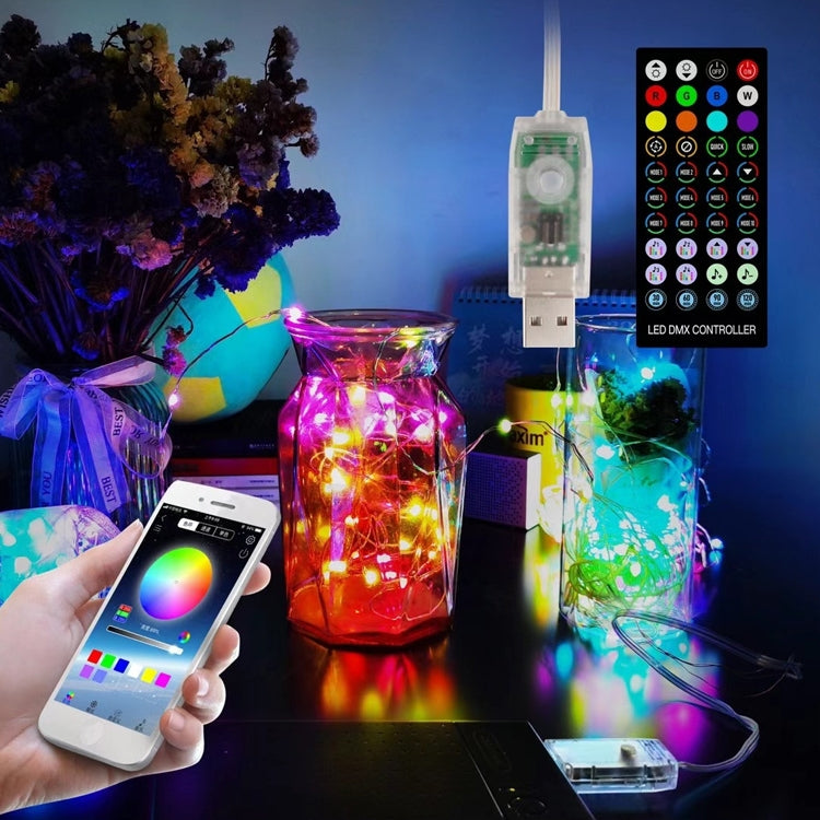 Christmas Decoration USB Copper Wire String Light Remote Controller & Bluetooth Mobile APP Control, Length: 10m 100 LEDs