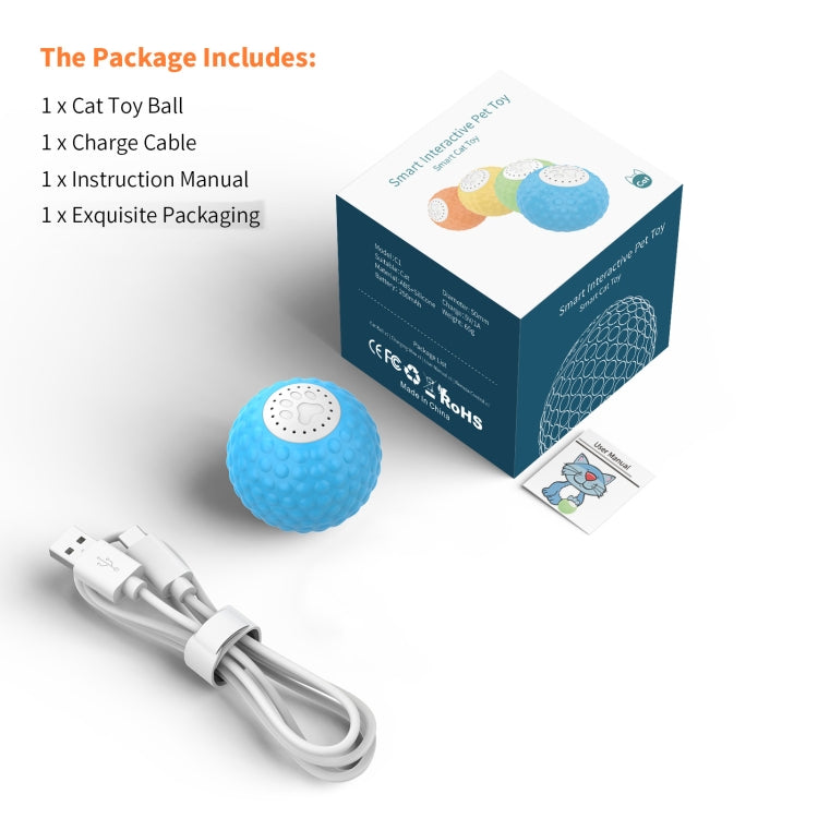C1 Intelligent Auto Pet Toy Cat Training Luminous Ball, No Remote Control