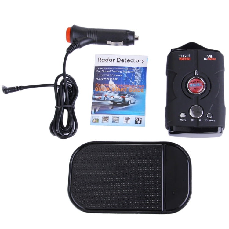 V8 Black 180 Degrees Full-Band Scanning Advanced Radar Detectors and Laser Defense Systems, Built-in Loud Speaker (English Only), Detectable Distance: 200-400m