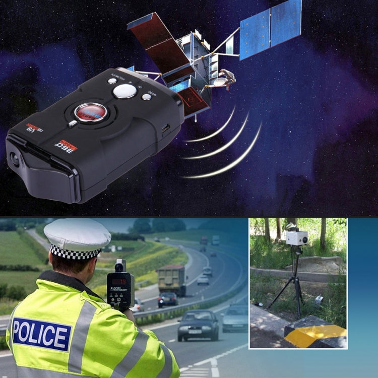 V8 Black 180 Degrees Full-Band Scanning Advanced Radar Detectors and Laser Defense Systems, Built-in Loud Speaker (English Only), Detectable Distance: 200-400m