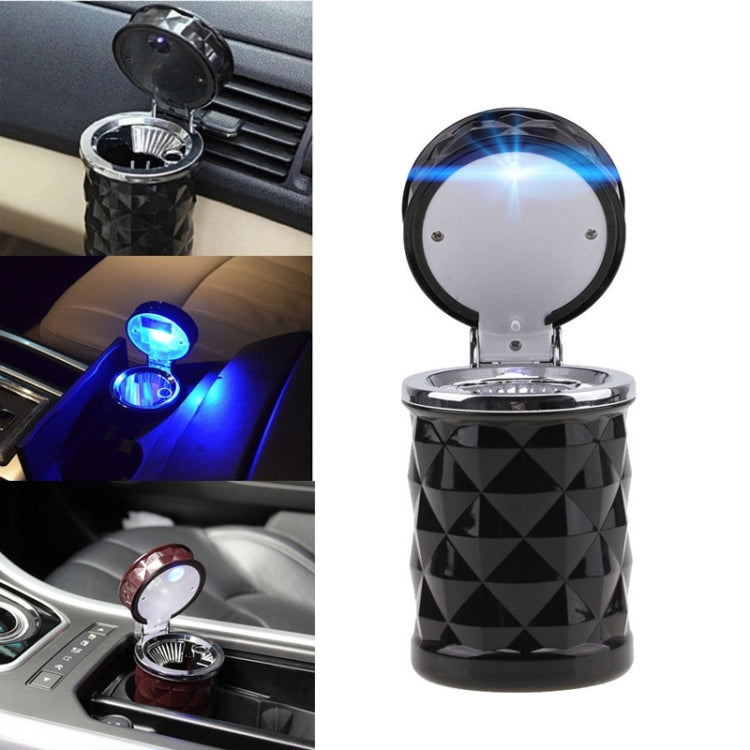 Luminescent Diamond-Cut Car Ashtray with Illuminating LED Light