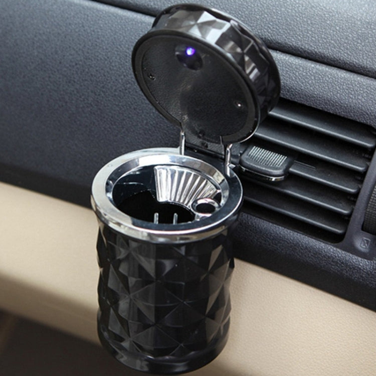 Luminescent Diamond-Cut Car Ashtray with Illuminating LED Light