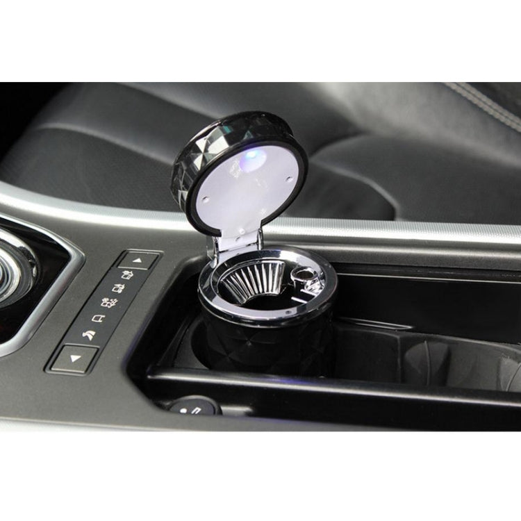 Luminescent Diamond-Cut Car Ashtray with Illuminating LED Light