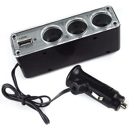 3 Triple Socket 12V/24V Car Cigarette Lighter USB Power, 3 Triple Socket