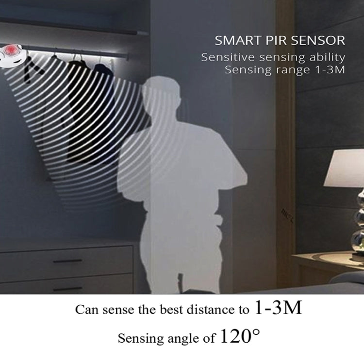 Wireless PIR Motion Sensor LED Strip Light 12V Smart Stair Cabinet Wall Lamp, EU plug