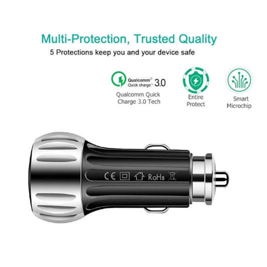 YSY-310QC18W QC3.0 Dual Port USB Car Chargrt for Apple / Huawei / Samsung / Xiaomi, YSY-310QC18W, Car Charger