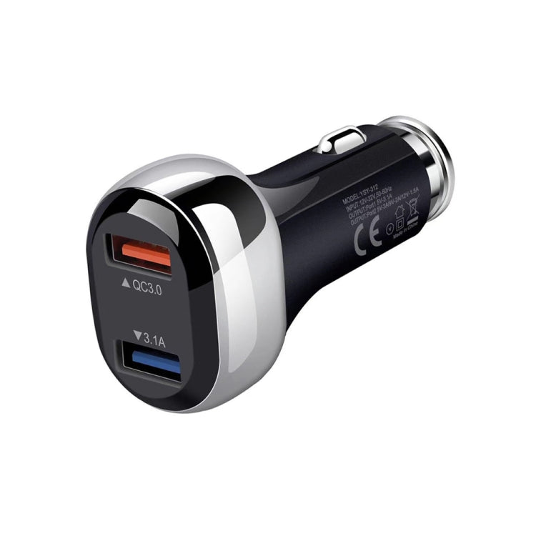 YSY-312 18W Portable QC3.0 Dual USB Mobile Phones and Tablet PCs Universal Car Charger, Car Charger