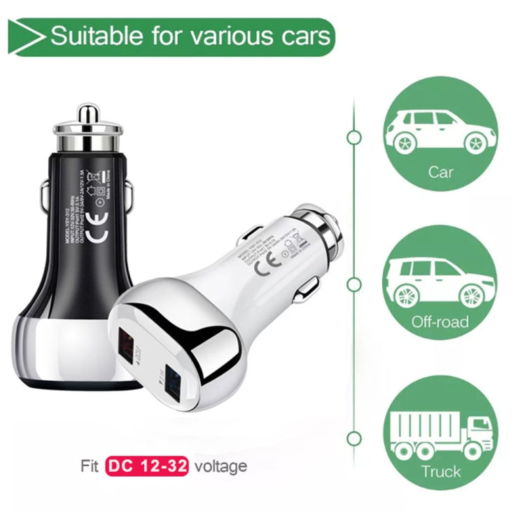 YSY-312 2 in 1 18W Portable QC3.0 Dual USB Car Charger + 1m 3A USB to USB-C / Type-C Data Cable Set, with USB-C / Type-C Cable