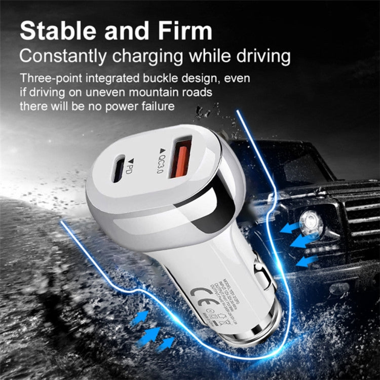 YSY-312PD PD 20W USB-C / Type-C + QC3.0 18W USB Interface 38W High-power Car Charger, PD 20W