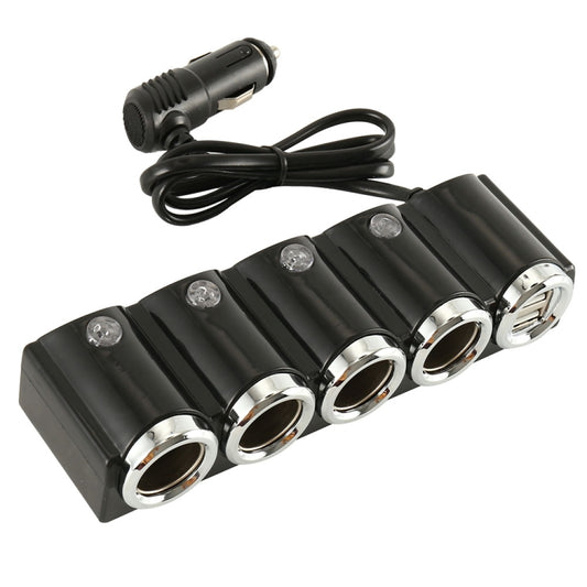 4 Way Car Cigarette Lighter Socket Splitter Dual USB Port Car Charger Adapter, 4 Way