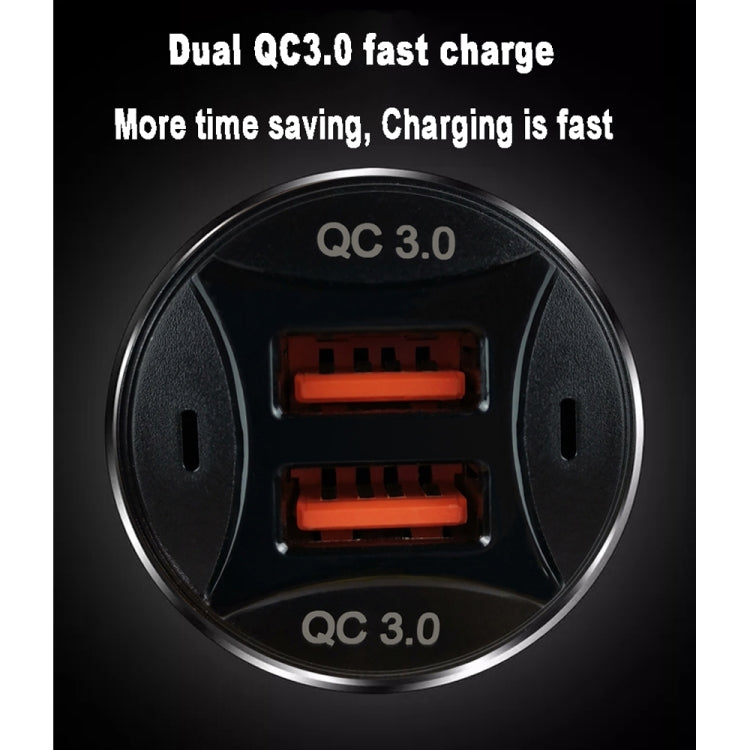 TE-092 36W Dual QC3.0 USB Fast Car Charger + USB to Micro USB Data Cable Set, with Micro USB Cable