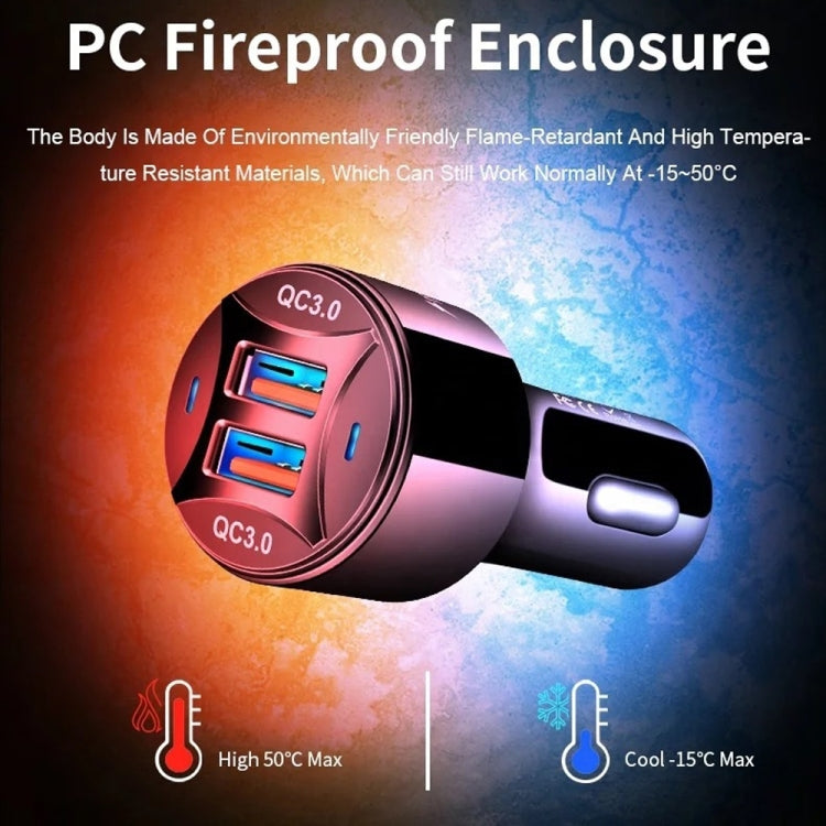 TE-092 36W Dual QC3.0 USB Fast Car Charger + USB to Micro USB Data Cable Set, with Micro USB Cable