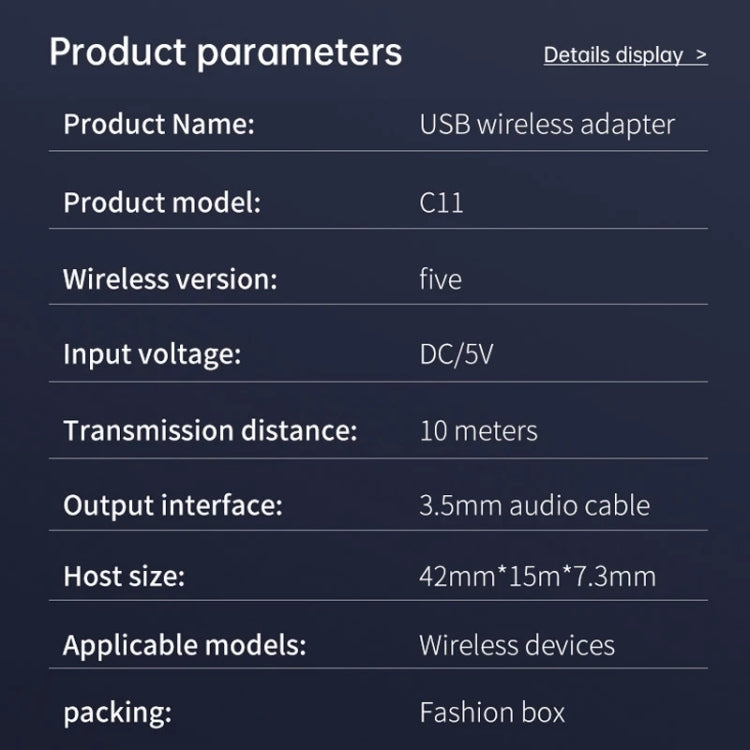 C11 Car Bluetooth Receiver USB to 3.5mm Jack Audio Music Handsfree Adapter for Car Speaker, C11