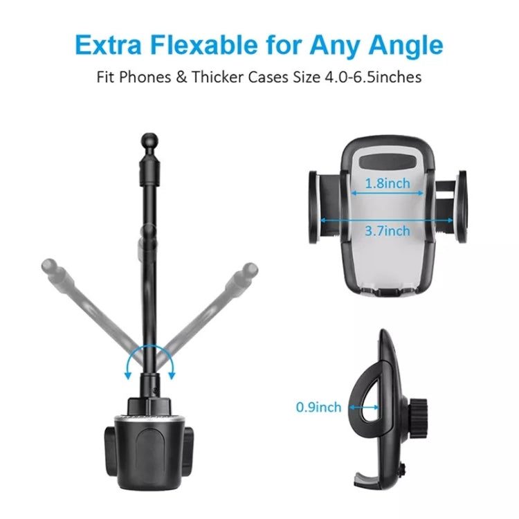 Versatile 360-Degree Mobile Phone Cup Holder Mount with Adjustable Gooseneck for Cars and SUVs