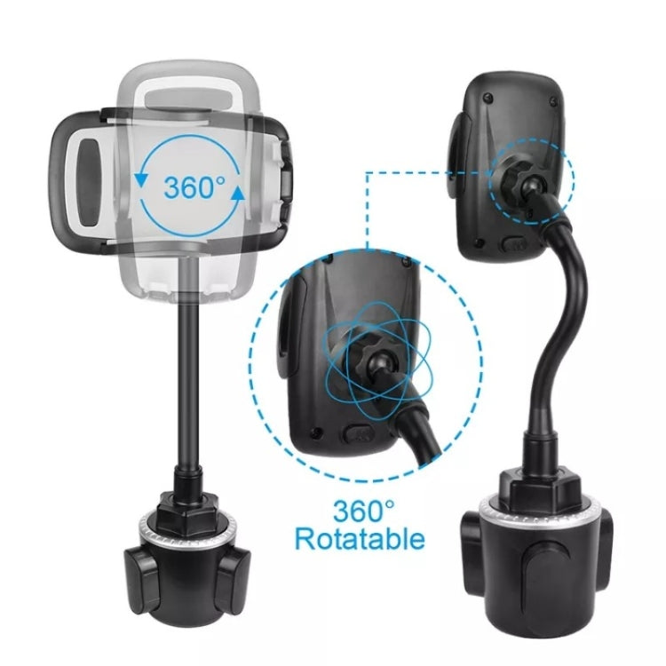 Versatile 360-Degree Mobile Phone Cup Holder Mount with Adjustable Gooseneck for Cars and SUVs