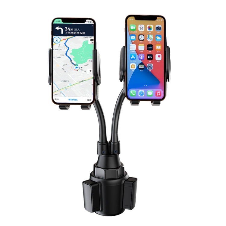 Versatile Car Cup Holder with Adjustable Dual Phone Mount Cradle