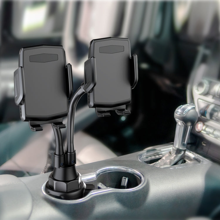 Versatile Car Cup Holder with Adjustable Dual Phone Mount Cradle