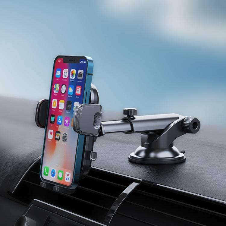 Telescopic Long Arm Car Phone Holder with 360-Degree Rotation and Non-Slip Grip