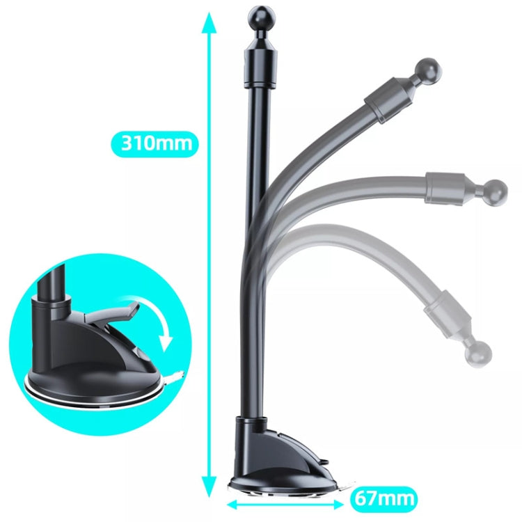 Versatile A190+X35 Car Phone Holder with Bendable Long Arm and Sturdy Suction Mount