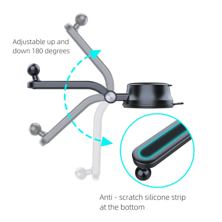 A190+X157 Ultimate Dashboard Phone Holder with 360° Rotating Suction Mount and Retractable Arm