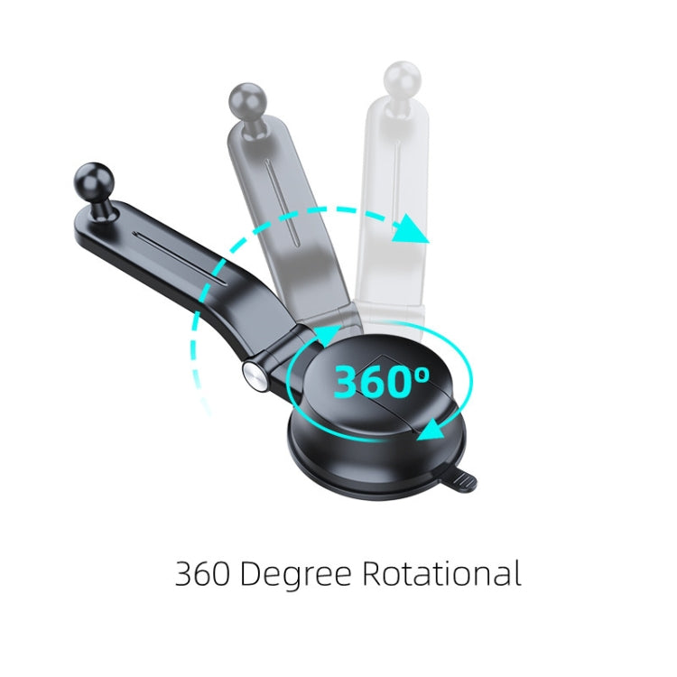 A190+X157 Ultimate Dashboard Phone Holder with 360° Rotating Suction Mount and Retractable Arm