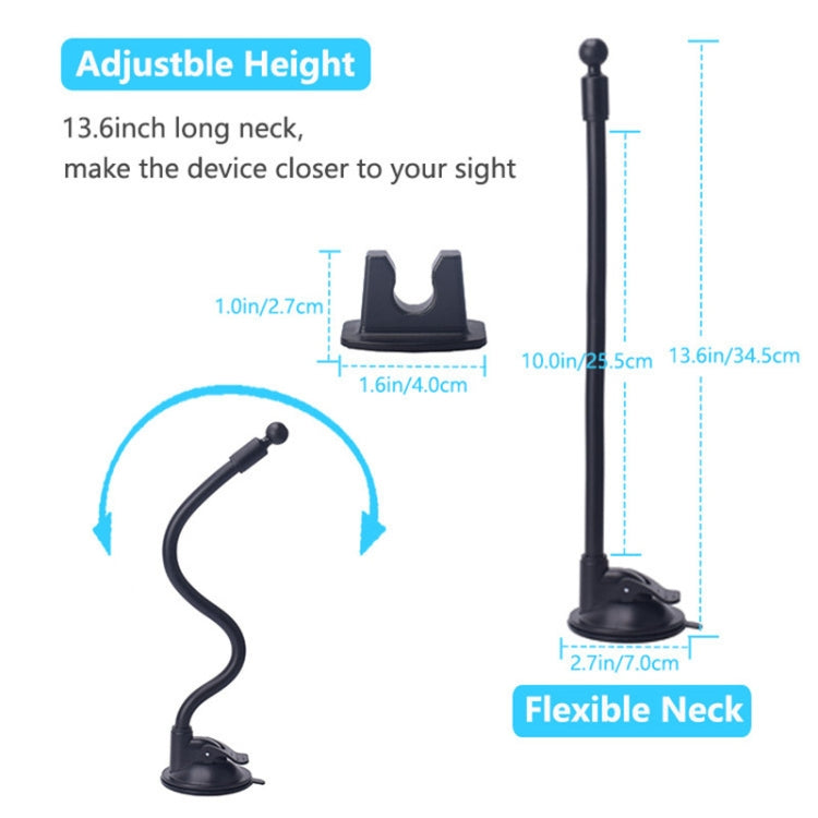 Flexible Goose Neck Windshield Car Phone Holder with 360° Rotation