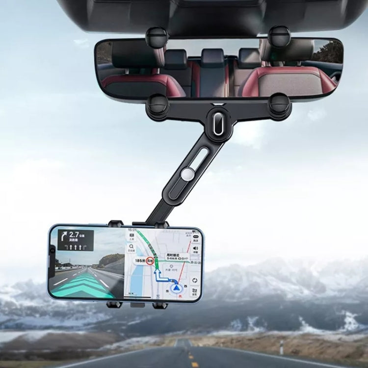 Versatile 360° Rotating Car Rearview Mirror Mobile Phone Mount - Foldable & Adjustable