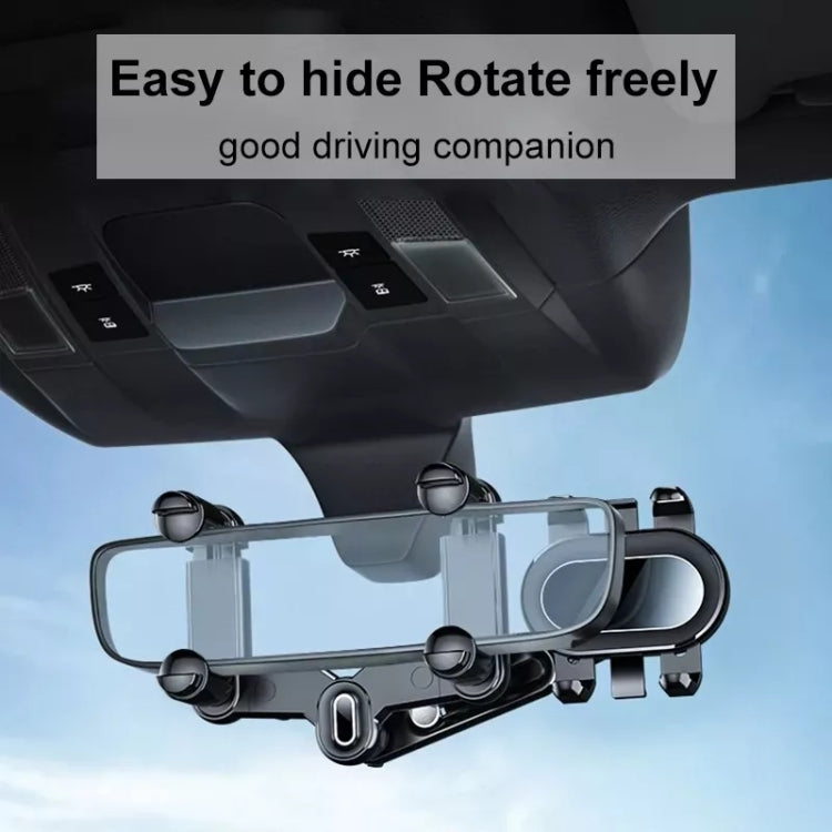 Versatile 360° Rotating Car Rearview Mirror Mobile Phone Mount - Foldable & Adjustable