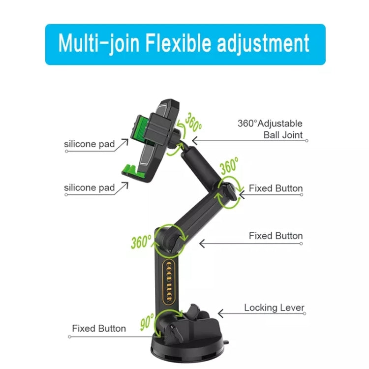 Heavy-Duty Universal Mobile Phone Mount for Trucks, Excavators, and Forklifts with Adjustable Long Arm