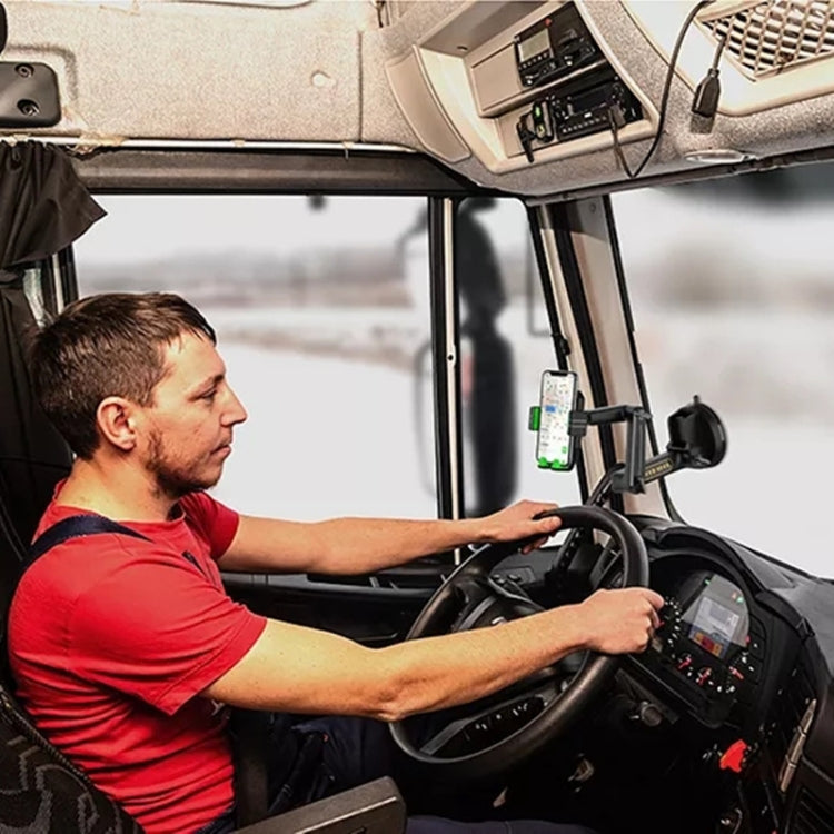 Heavy-Duty Universal Mobile Phone Mount for Trucks, Excavators, and Forklifts with Adjustable Long Arm
