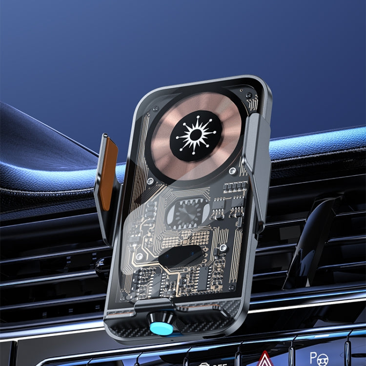 Smart Auto-Open 15W Transparent Type-C Wireless Charger and Car Phone Holder