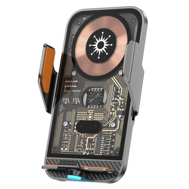 Smart Auto-Open 15W Transparent Type-C Wireless Charger and Car Phone Holder