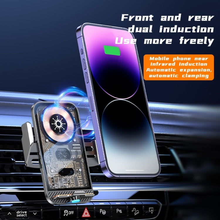 Smart Auto-Open 15W Transparent Type-C Wireless Charger and Car Phone Holder