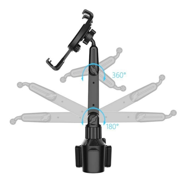 Universal Adjustable Car Tablet Mount with Rotating Shaft and Heavy Base for Cup Holders