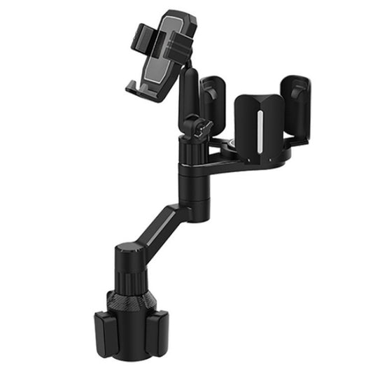 Adjustable Cup Holder Phone Mount with Snack Cup Holder for Car - Universal Clamping Design