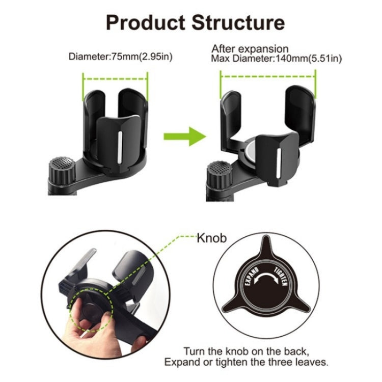 Adjustable 3-Clip Car Cup Holder Expander for Drinks and Snacks with Silicone Grip