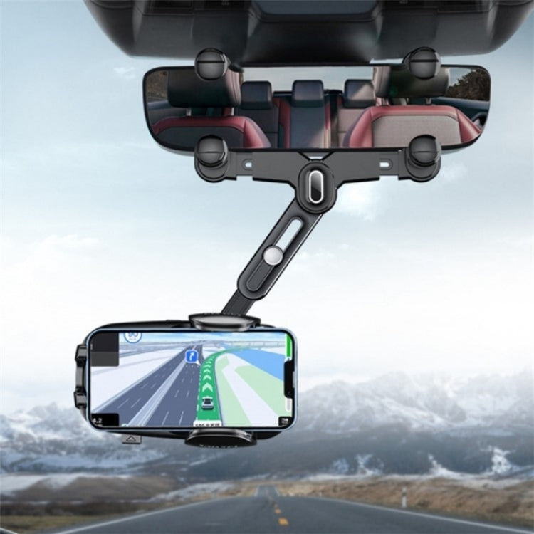 R010 Universal Vehicle Rearview Mirror Phone Holder Multifunctional Retractable Cell Phone Car Mount