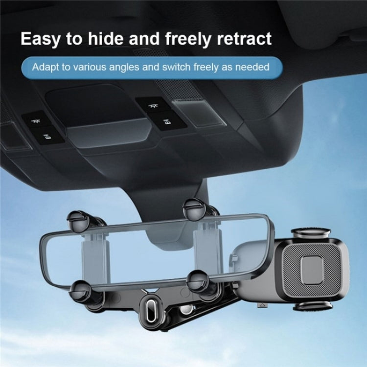 R009 Universal Vehicle Retractable Phone Clip Holder Car Rearview Mirror Cell Phone Mount