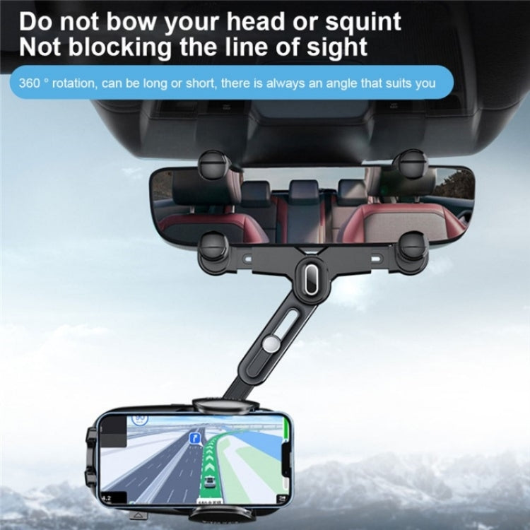R009 Universal Vehicle Retractable Phone Clip Holder Car Rearview Mirror Cell Phone Mount