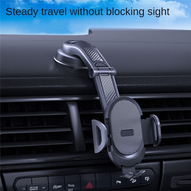 ES33 Car Mobile Phone Holder Bracket Carbon Fiber 360 Degree Rotation Suction Cup Mount